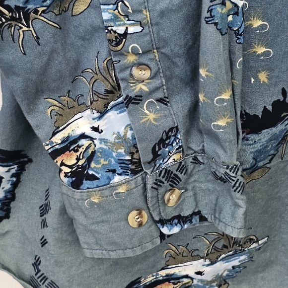 Men’s Michael Austin Rugged Wear Bass Fishing Shirt XL Teal Green Blue - Picture 5 of 13